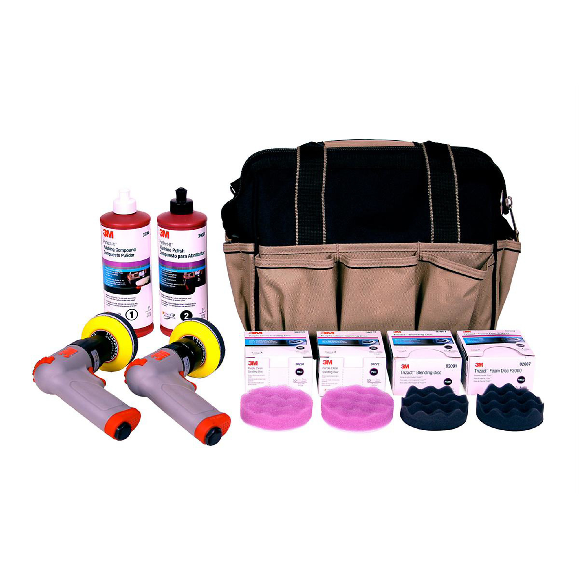 3M Headlight Lens Restoration System — 3in. Polisher and DA Sander, Includes Sanding Discs and Polishing Pads, Model# MMM02516
